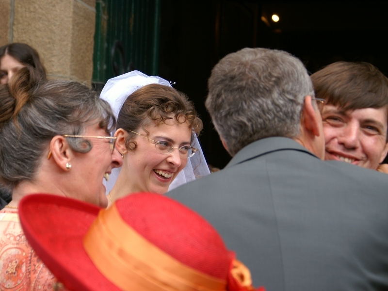 Karine's dad congratulates the wedding couple