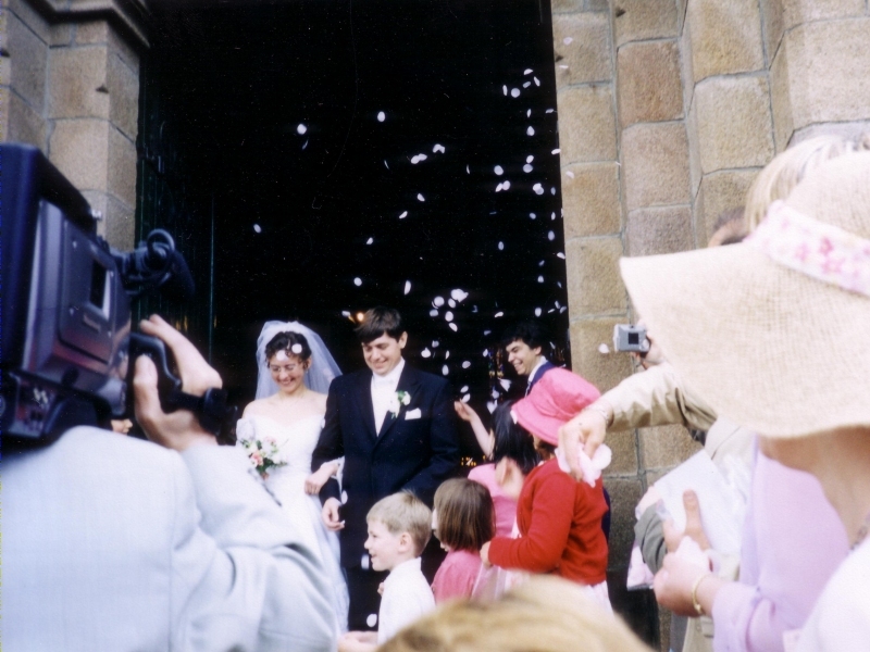 Wedding couple in front of the Church