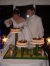 Wedding couple cuts the cake