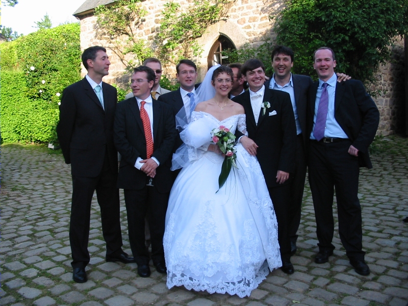 Wedding couple and their guests